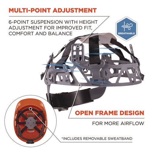 Skullerz 8966 Class C Lightweight Capstyle Hard Hat, Adjustable Venting, 6-point Rachet Suspension, Orange