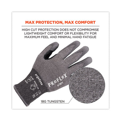 Proflex 7071 Ansi A7 Pu Coated Cr Gloves, Gray, Large, 12 Pairs/pack