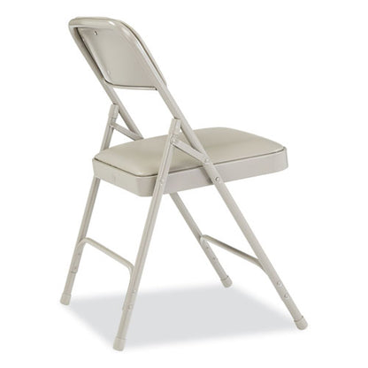 1200 Series Premium Vinyl Dual-hinge Folding Chair, Supports Up To 500lb, 17.75" Seat Height, Warm Gray, 4/carton