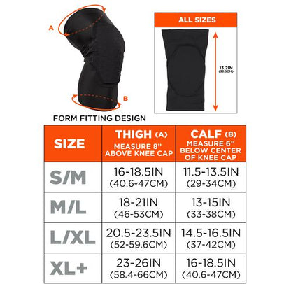 Proflex 525 Lightweight Padded Knee Sleeves, Slip-on, X-large+, Black, Pair