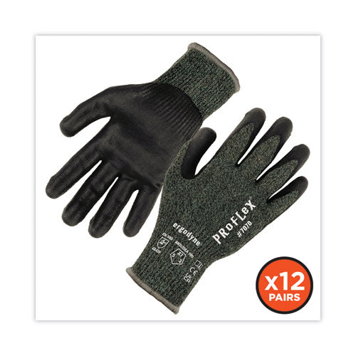 Proflex 7070 Ansi A7 Nitrile Coated Cr Gloves, Green, Small, 12 Pairs/pack