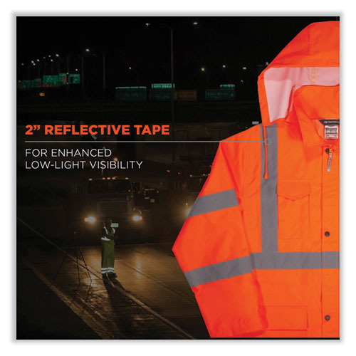 Glowear 8366 Class 3 Lightweight Hi-vis Rain Jacket, Polyester, Medium, Orange