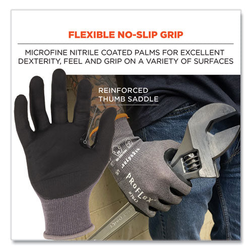 Proflex 7043 Ansi A4 Nitrile Coated Cr Gloves, Gray, Large, 1 Pair