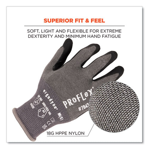 Proflex 7043 Ansi A4 Nitrile Coated Cr Gloves, Gray, Large, 1 Pair