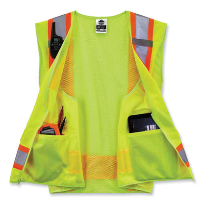 Glowear 8248z Class 2 Two-tone Surveyors Zipper Vest, Polyester, Small/medium, Lime