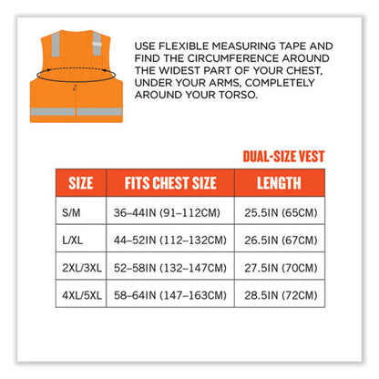 Glowear 8249z Class 2 Economy Surveyors Zipper Vest, Polyester, 2x-large/3x-large, Orange