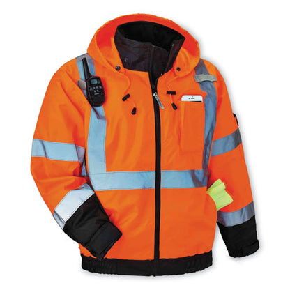 Glowear 8379 Class 3 Hi-vis Fleece Lined Bomber Jacket, Orange, X-large