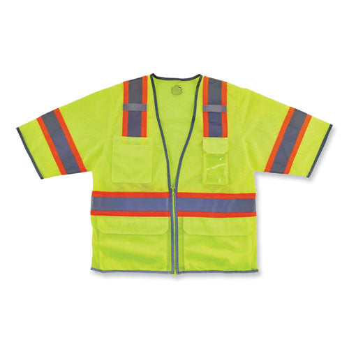 Glowear 8346z Class 3 Two-tone Hi-vis Surveyor Zipper Vest, Small/medium, Lime