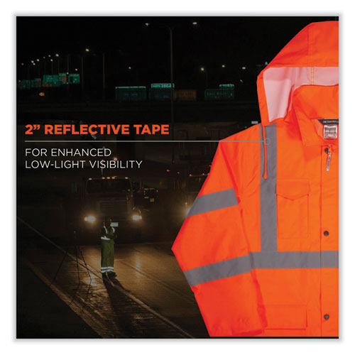 Glowear 8366 Class 3 Lightweight Hi-vis Rain Jacket, Polyester, 5x-large, Orange