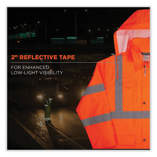 Glowear 8366 Class 3 Lightweight Hi-vis Rain Jacket, Polyester, 2x-large, Orange