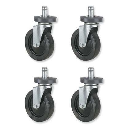 Caster Kit For Safco Task Master Industrial Shelving Units, Black, 4/set (2 Locking)