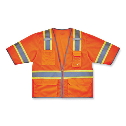 Glowear 8346z Class 3 Two-tone Hi-vis Surveyor Zipper Vest, 2x-large/3x-large, Orange