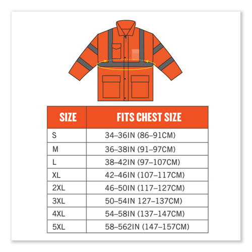 Glowear 8365 Class 3 Hi-vis Rain Jacket, Polyester, 5x-large, Orange