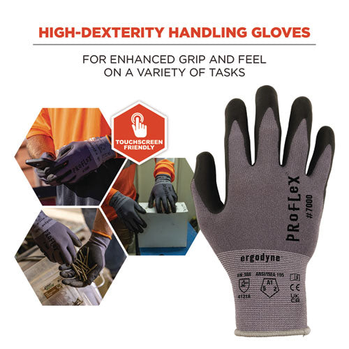 Proflex 7000 Nitrile-coated Gloves Microfoam Palm, Gray, X-small, 12 Pairs/pack