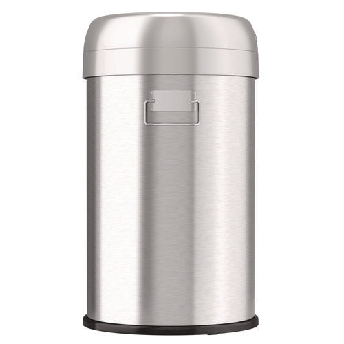 Open Top Trash Can, 13 Gal, Plastic/stainless Steel, Silver