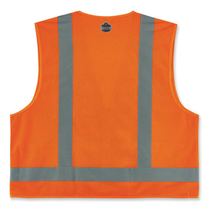 Glowear 8249z-s Single Size Class 2 Economy Surveyors Zipper Vest, Polyester, 5x-large, Orange