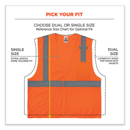 Glowear 8210hl-s Single Size Class 2 Economy Mesh Vest, Polyester, 3x-large, Orange