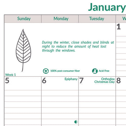 Ecologix Monthly Wall Calendar, Ecologix Artwork, 12 X 17, White/green Sheets, 12-month (jan To Dec): 2025