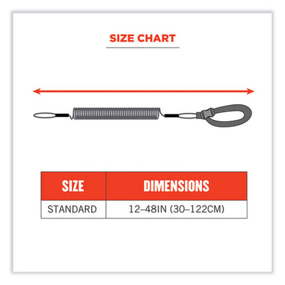 Squids 3157 Coiled Lanyard With Buckle, 2 Lb Max Working Capacity, 12" To 48" Long, Black