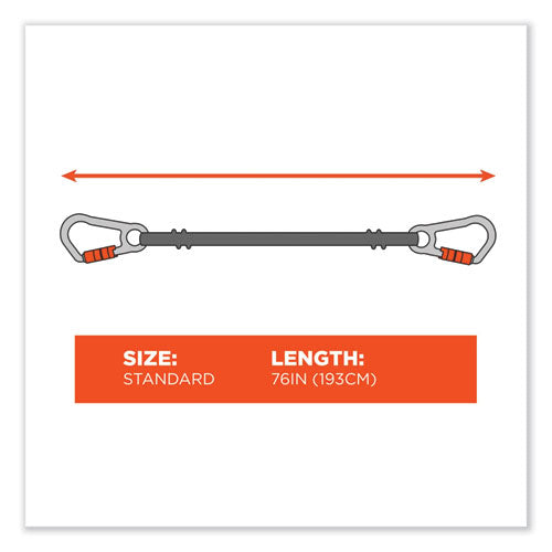 Squids 3149 Tool Lanyard With Xl + Swivel Carabiners, 80 Lb Max Work Capacity, 76" Long, Orange/black