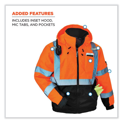 Glowear 8377 Class 3 Hi-vis Quilted Bomber Jacket, Orange, Small