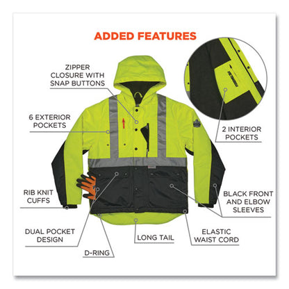 Glowear 8275 Class 2 Heavy-duty Hi-vis Workwear Sherpa Lined Jacket, Large, Lime