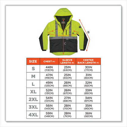 Glowear 8275 Class 2 Heavy-duty Hi-vis Workwear Sherpa Lined Jacket, Large, Lime