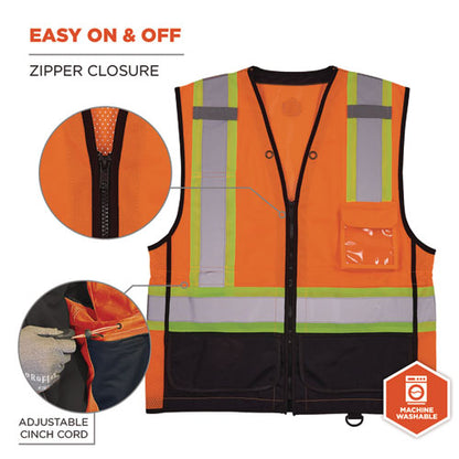 Glowear 8251hdz Class 2 Two-tone Hi-vis Safety Vest, Large To X-large, Orange