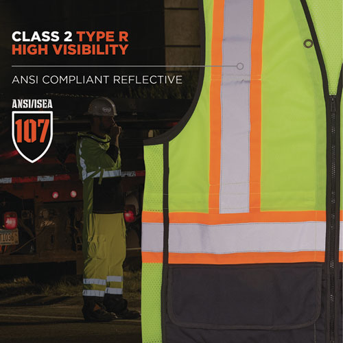 Glowear 8251hdz Class 2 Two-tone Hi-vis Safety Vest, 2x-large To 3x-large, Lime