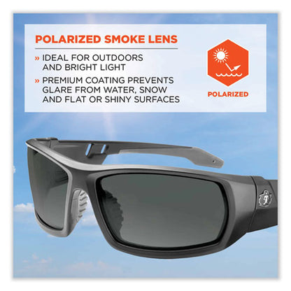 Skullerz Odin Safety Glasses, Matte Black Nylon Impact Frame, Polarized Smoke Polycarbonate Lens