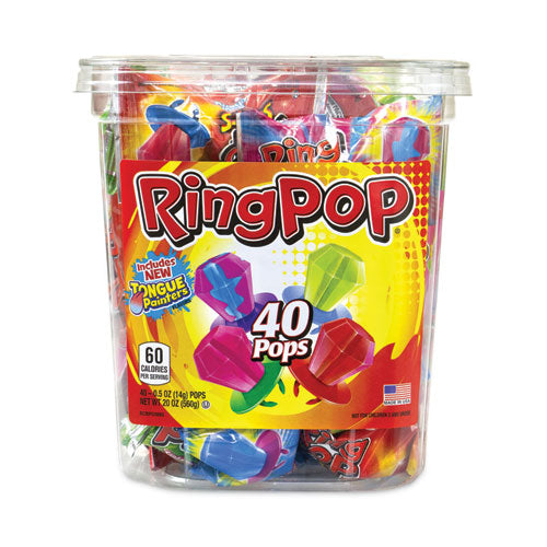 Ring Pop Lollipops, Assorted Flavors, 0.5 Oz, 40 Piece Tub