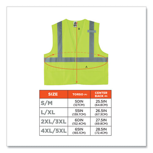 Glowear 8225hl Class 2 Standard Solid Hook And Loop Vest, Polyester, Lime, Large/x-large