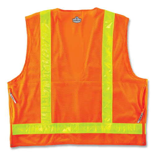 Glowear 8250zhg Class 2 Hi-gloss Surveyors Zipper Vest, Polyester, 4x-large/5x-large, Orange