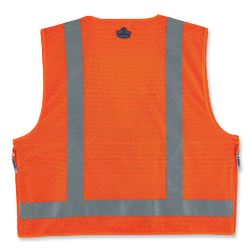 Glowear 8250z Class 2 Surveyors Zipper Vest, Polyester, 2x-large/3x-large, Orange