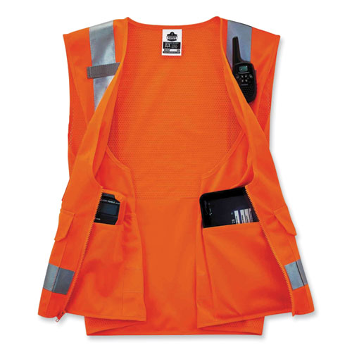 Glowear 8250z Class 2 Surveyors Zipper Vest, Polyester, 2x-large/3x-large, Orange