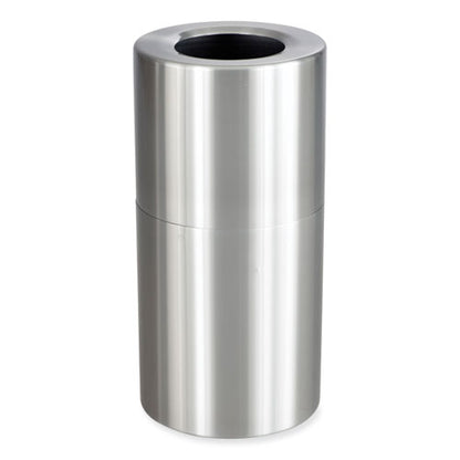 Single Recycling Receptacle, 20 Gal, Steel, Brushed Aluminum