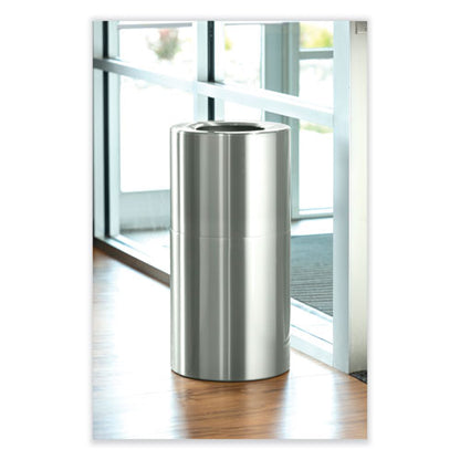 Single Recycling Receptacle, 20 Gal, Steel, Brushed Aluminum