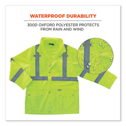 Glowear 8365 Class 3 Hi-vis Rain Jacket, Polyester, 3x-large, Lime