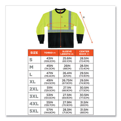 Glowear 8281bk Class 2 Long Sleeve Shirt With Black Bottom, Polyester, 3x-large, Lime