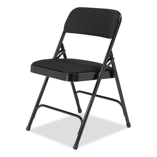 2200 Series Fabric Dual-hinge Folding Chair, Supports 500 Lb, Midnight Black Seat/back, Black Base, 4/carton