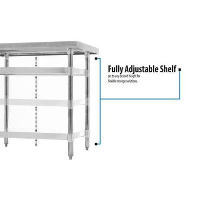 Stainless Steel Flat Top Work Tables, 60w X 30d X 36h, Silver, 2/pallet