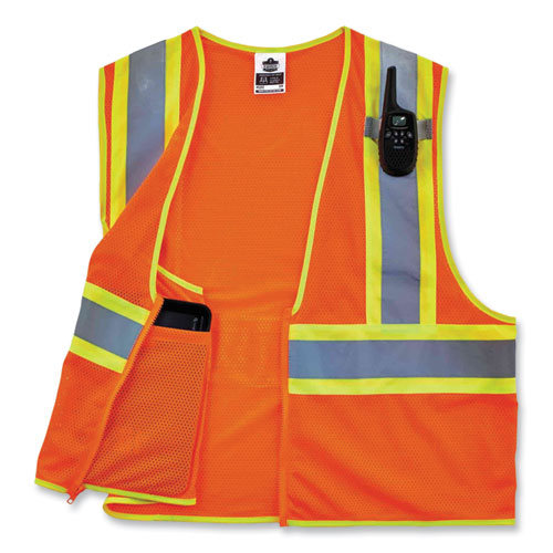 Glowear 8229z Class 2 Economy Two-tone Zipper Vest, Polyester, Small/medium, Orange