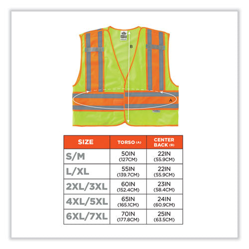 Glowear 8245psv Class 2 Public Safety Vest, Polyester, 2x-large/3x-large, Lime