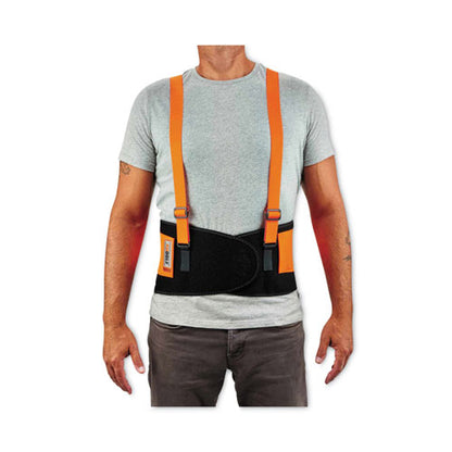 Proflex 100hv Economy Hi-vis Spandex Back Support Brace, X-small, 20" To 25" Waist, Black/orange