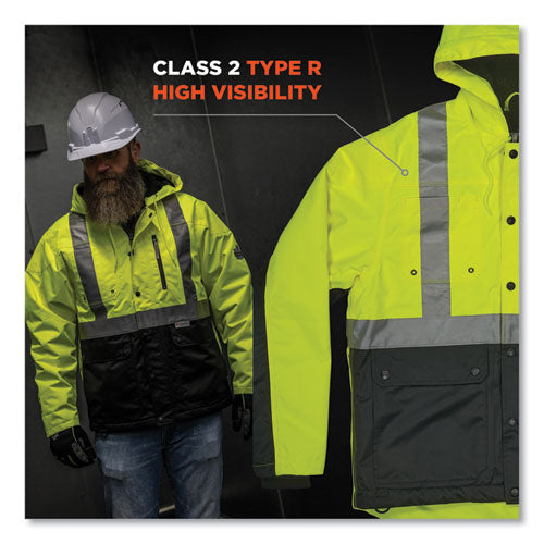 Glowear 8275 Class 2 Heavy-duty Hi-vis Workwear Sherpa Lined Jacket, 2x-large, Lime