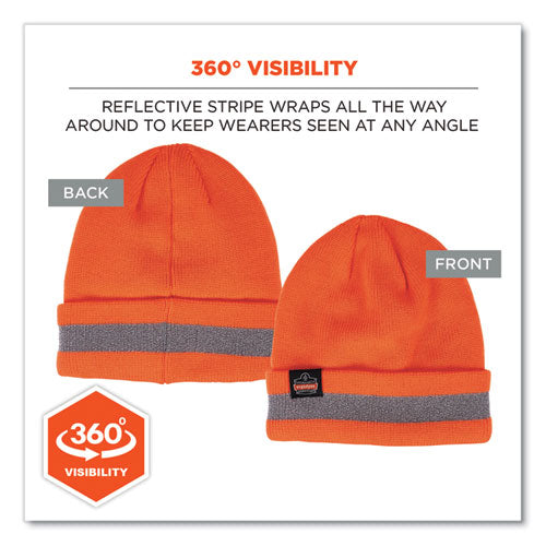 N-ferno 6803 Reflective Rib Knit Winter Hat, One Size Fits Most, Orange