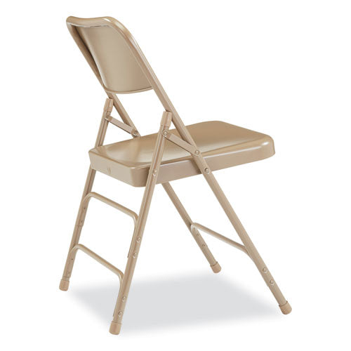 300 Series Deluxe All-steel Triple Brace Folding Chair, Supports Up To 480 Lb, 17.25" Seat Height, Beige, 4/carton