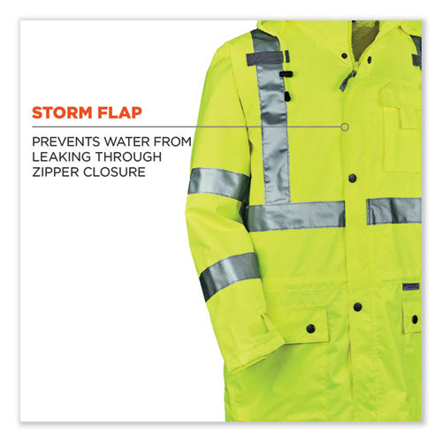 Glowear 8365 Class 3 Hi-vis Rain Jacket, Polyester, Large, Lime