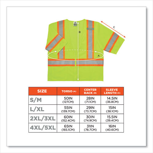 Glowear 8330z Class 3 Two-tone Zipper Vest, Polyester, 2x-large/3x-large, Lime