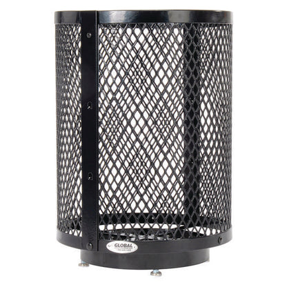 Outdoor Diamond Steel Trash Can With Base, 36 Gal, Black